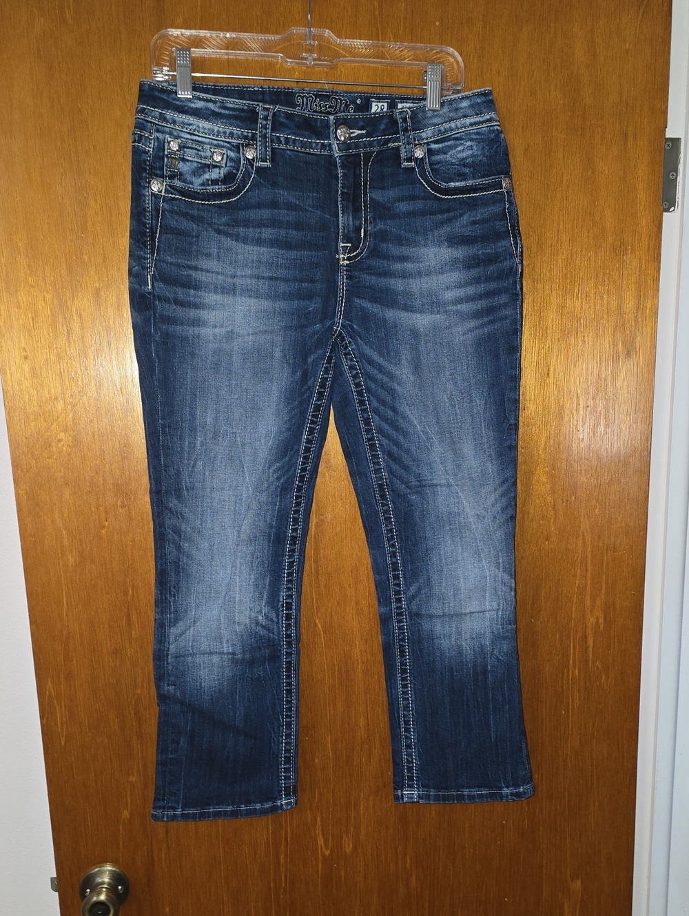 Miss Me Women's Medium/Dark Blue Bootcut Jeans with Contrast Stitching